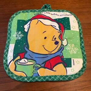 Vintage Disney Winnie the Pooh Holiday Pot Holder with Green and Red